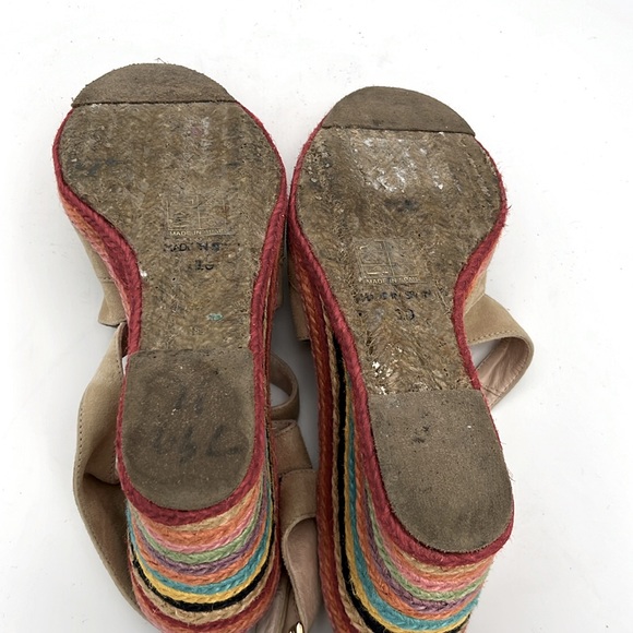 PALOMITAS by‎ paloma women’s Rainbow stripes wedge suede leather sandals size 10 - Picture 10 of 10